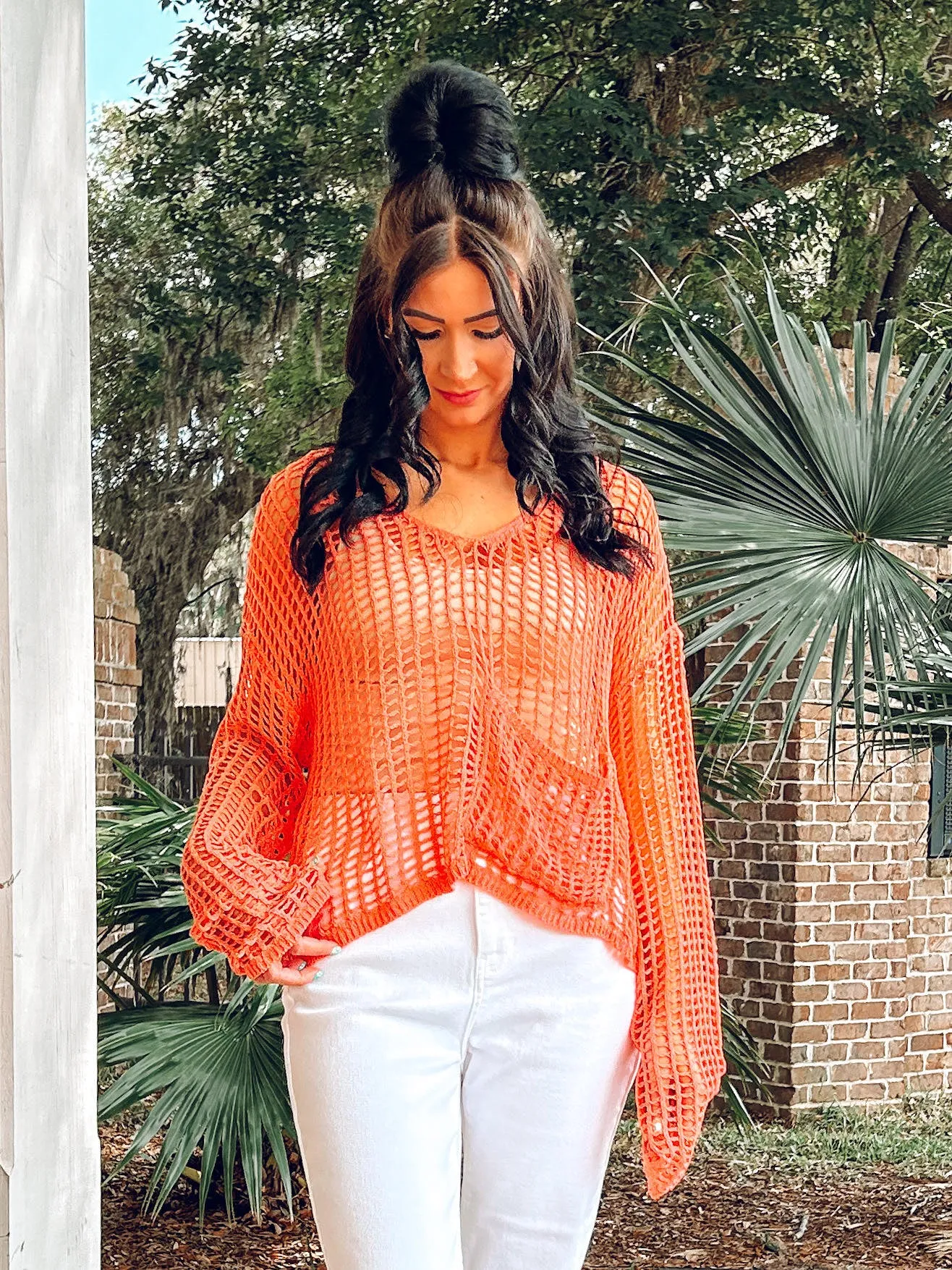 Shell Crochet Crop | Peach