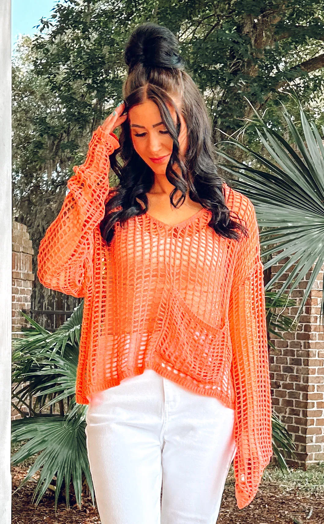 Shell Crochet Crop | Peach