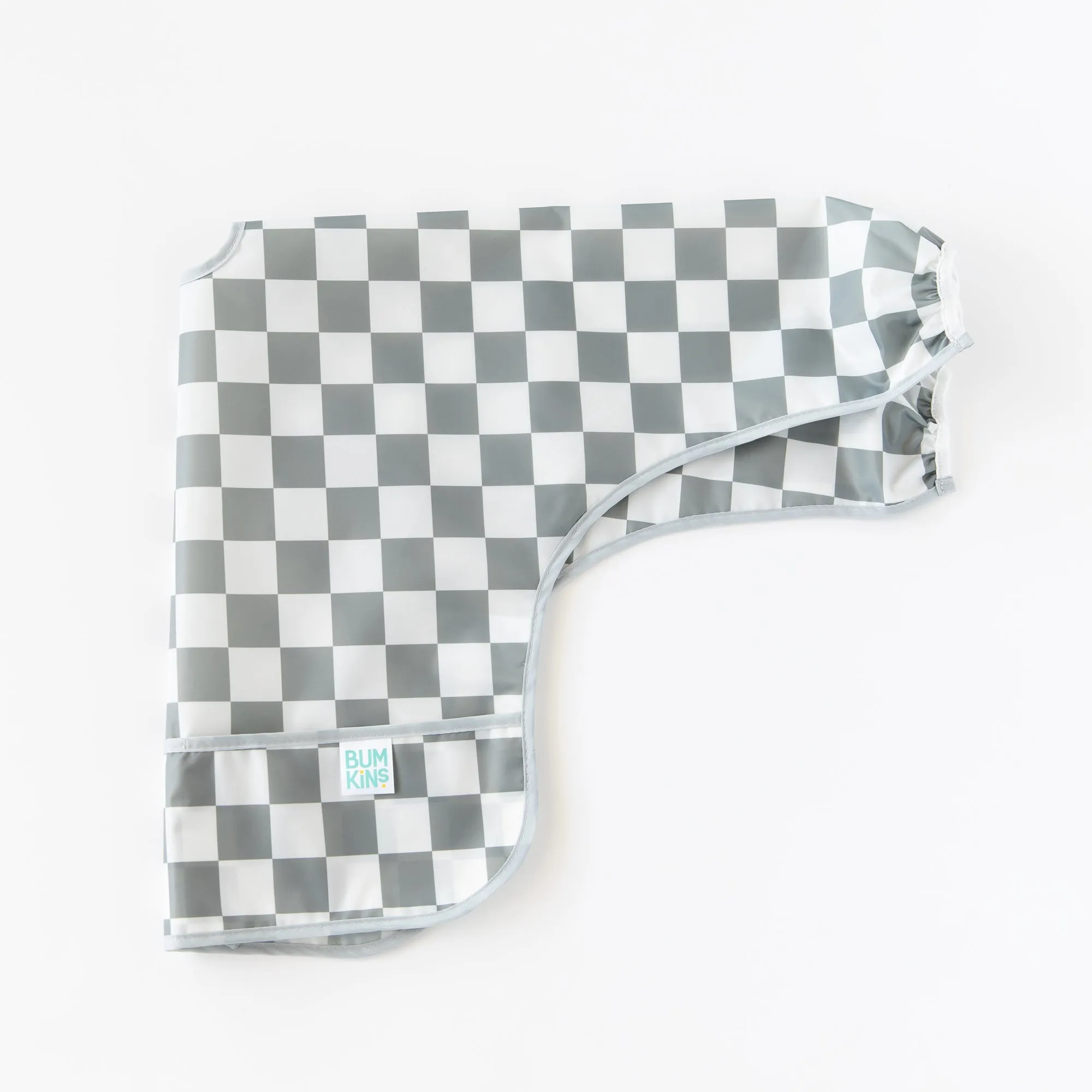 Sleeved Bib: Charcoal Check