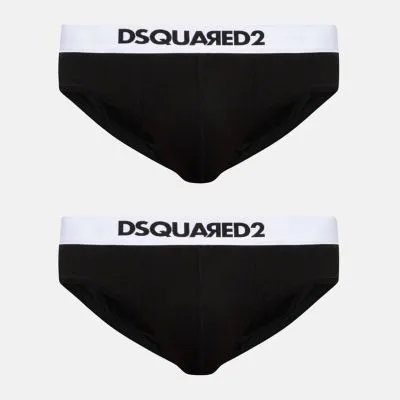 Slip Uomo Dsquared2 D9X615190 Brief Bi-Pack Black/White Dsquared D2 con Logo confezione 2 pezzi PE24