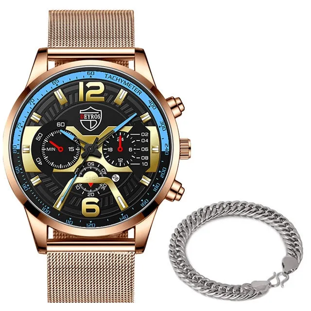 Stainless Steel Mesh Belt Quartz Watch, Business Casual