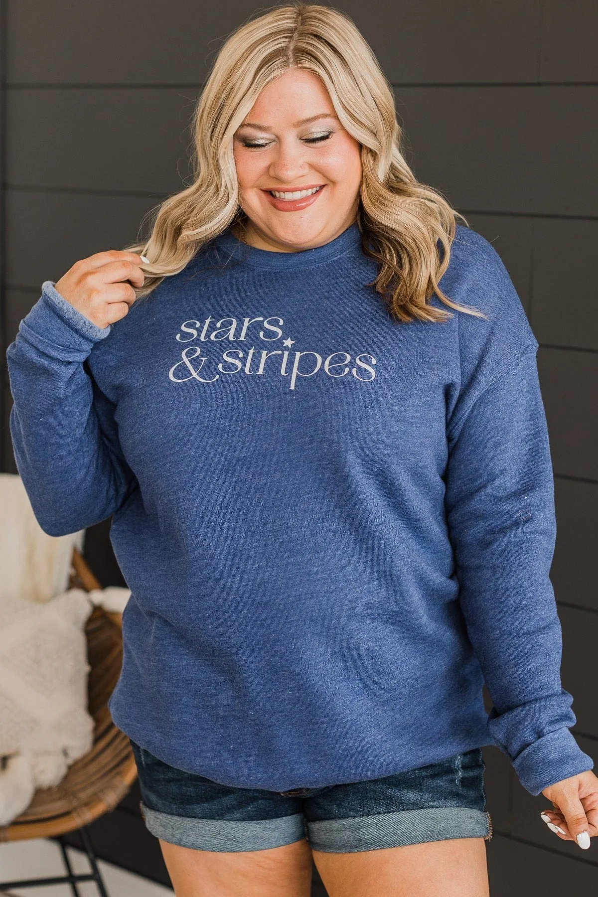 Stars & Stripes Crew Neck Pullover- Navy