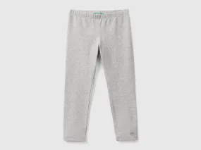 Stretch cotton leggings - Light Gray | Benetton