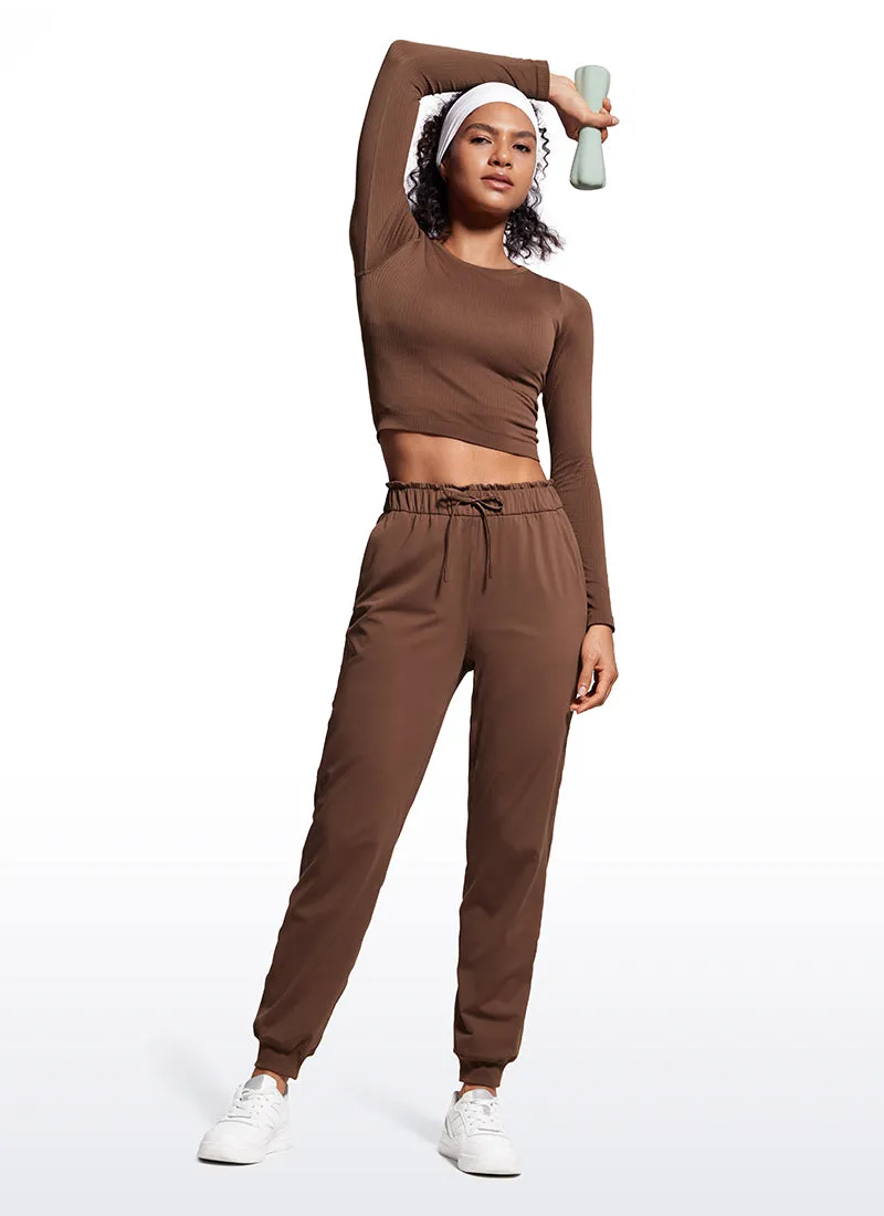 Stretch High Waisted Pockets Joggers 28