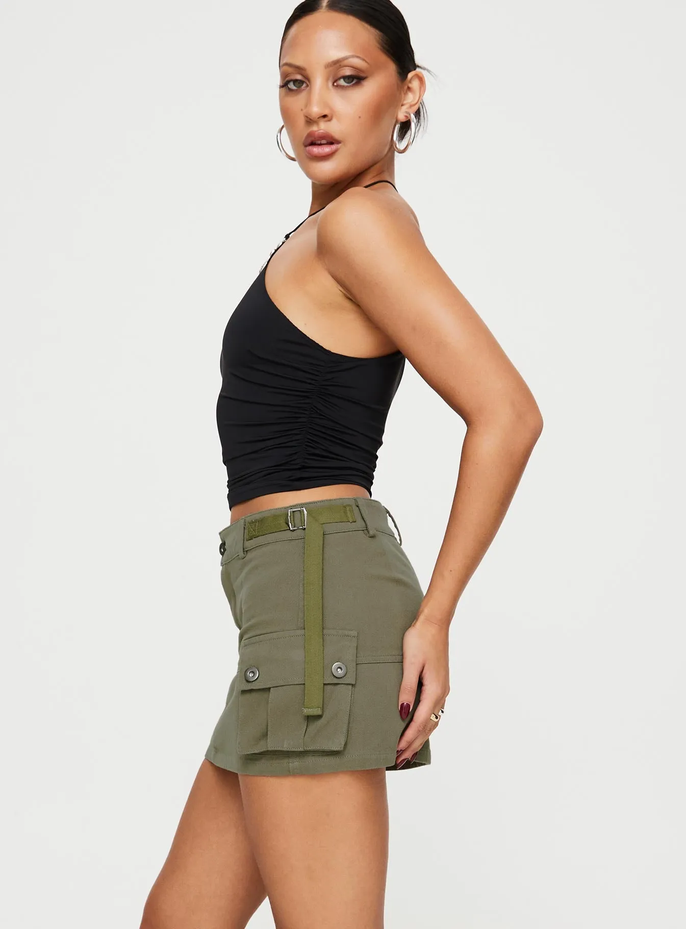 Take You Cargo Mini Skirt Green