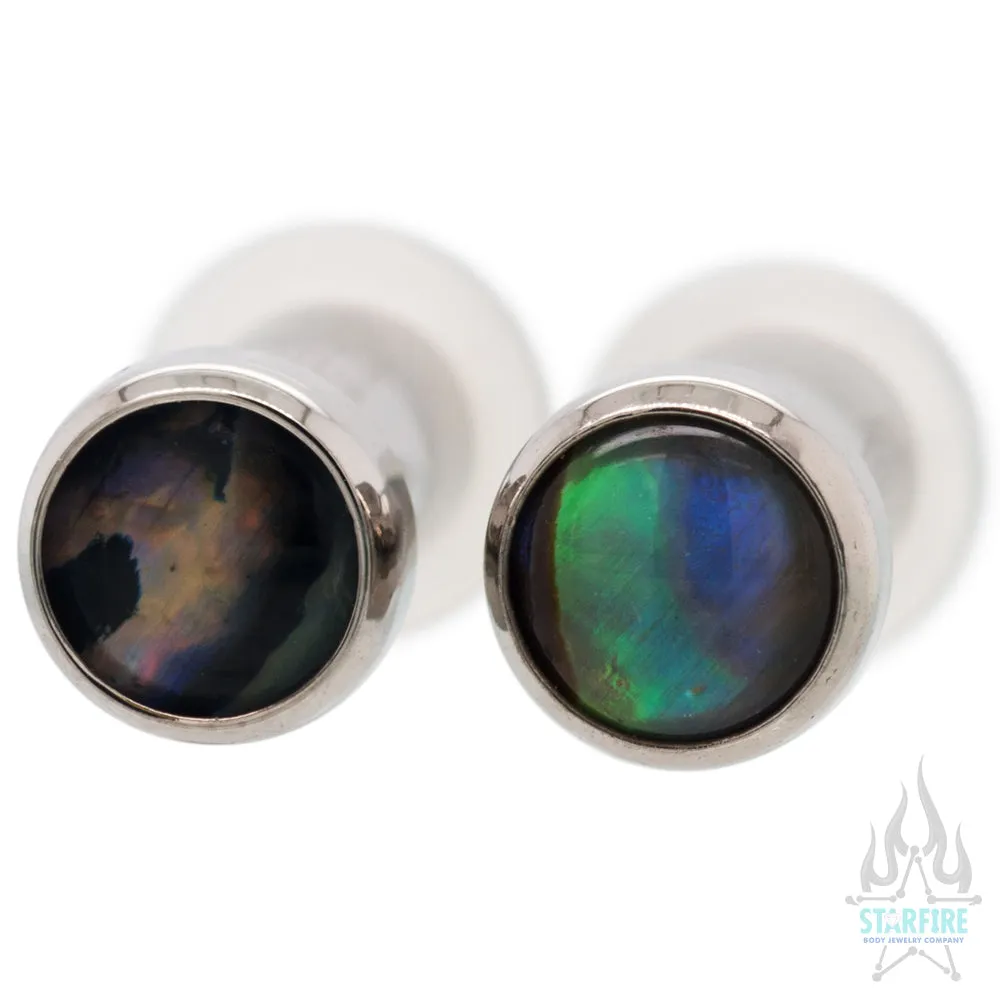 Titanium Natural Stone Cabochon Gem Plugs - Natural Paua Shell