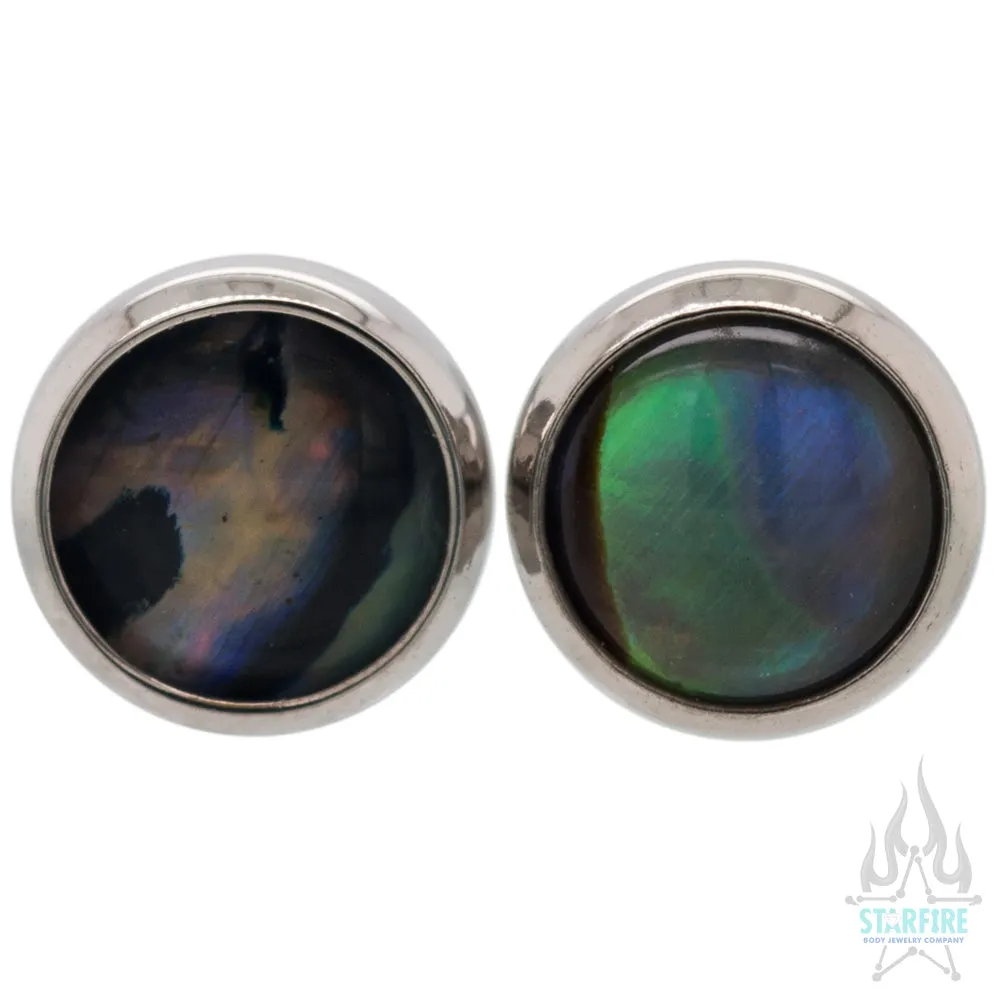 Titanium Natural Stone Cabochon Gem Plugs - Natural Paua Shell