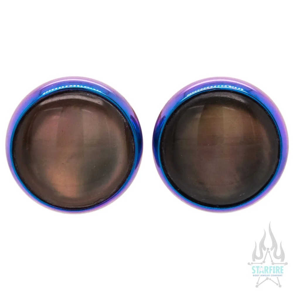 Titanium Natural Stone Cabochon Gem Plugs - Natural Paua Shell -custom color combos