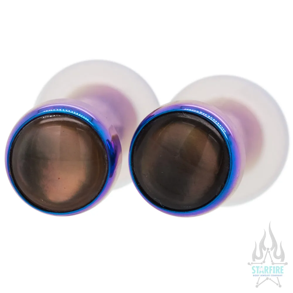 Titanium Natural Stone Cabochon Gem Plugs - Natural Paua Shell -custom color combos