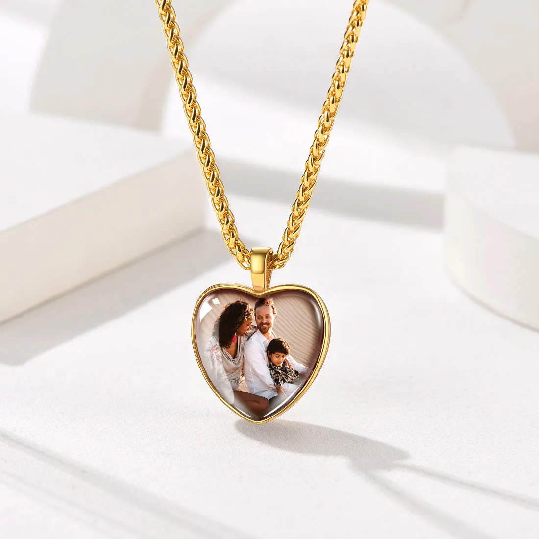 U7 Jewelry Custom Heart Picture Necklace Photo Pendant