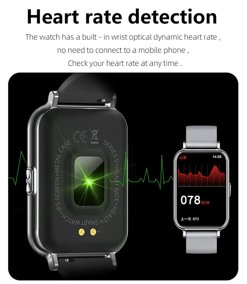 Unisex Heart Rate Blood Pressure Monitoring Bluetooth-Compatible Smart Watch