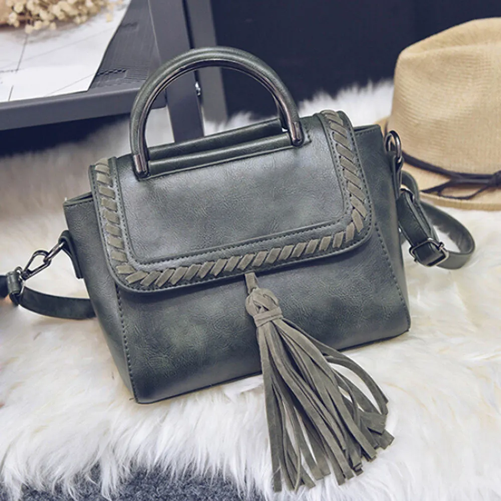 Women bag Leather Tassel crossbody Hbag Shoulder Bag Large Tote Ladies Purse famouswomen messenger bags