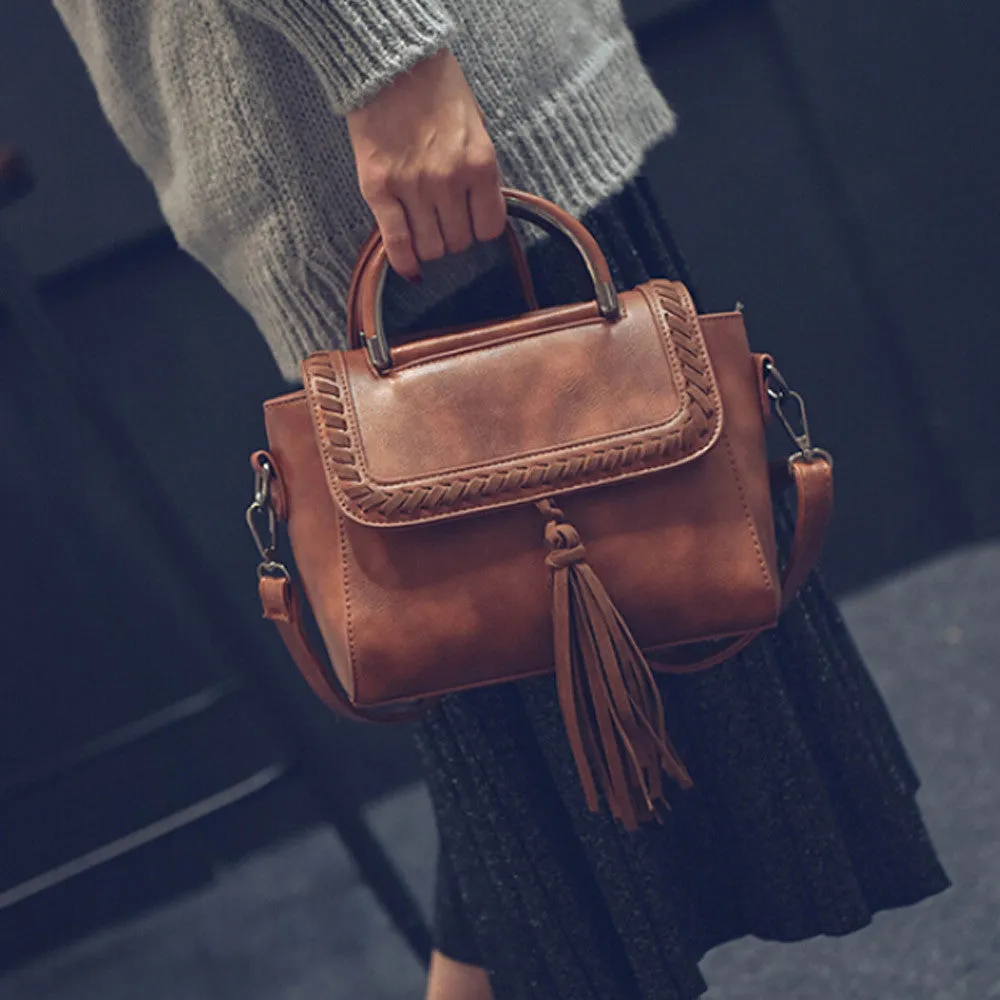 Women bag Leather Tassel crossbody Hbag Shoulder Bag Large Tote Ladies Purse famouswomen messenger bags