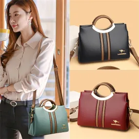 Women's Genuine Leather 3 Layers Luxury Designer Crossbody Shoulder Handbag