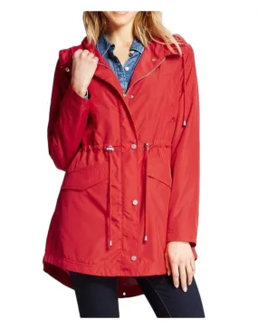 Womens Red Raincoat with Hood - UJackets