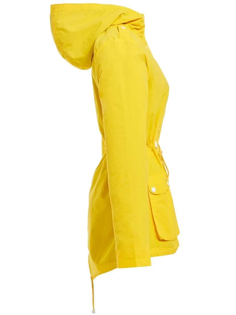 Womens Showerproof Windproof Raincoat Hooded Jacket Red Yellow Size 8 to 16