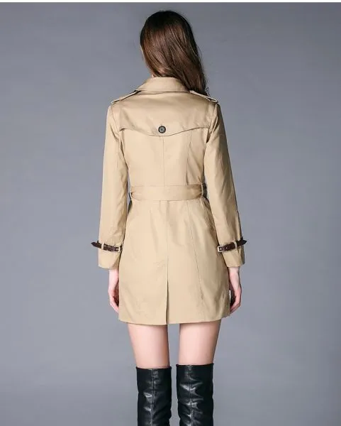 Women's spring Rain coat  with double-breasted front buttons 