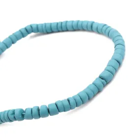 Wood Spacer Beads, Heishi Beads, Coconut Shell, Painted, Blue, 6mm