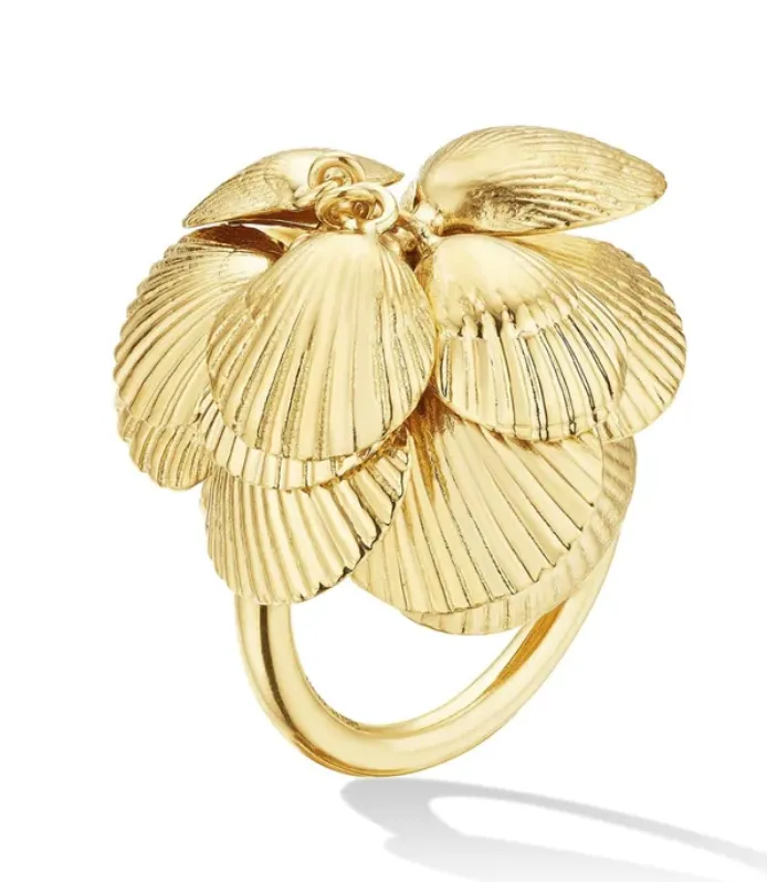 Yellow Gold Shell Charm Ring