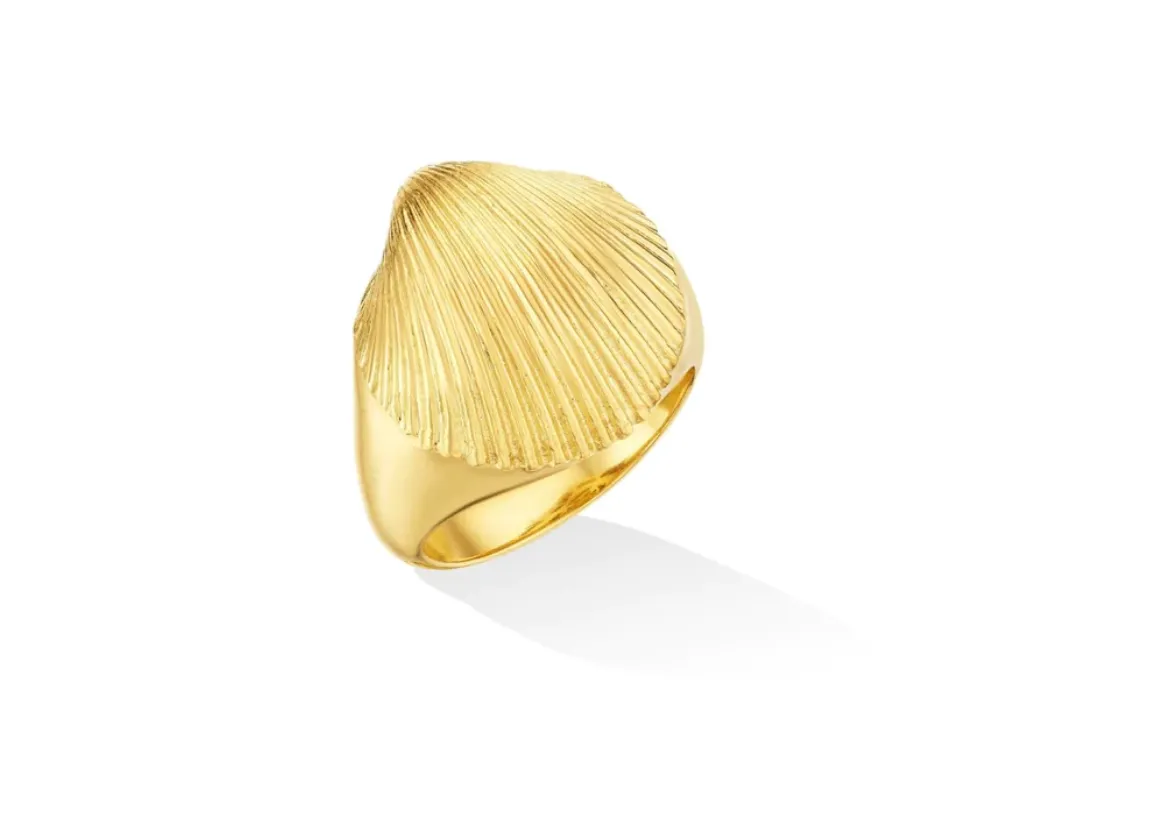 Yellow Gold Shell Pinky Ring