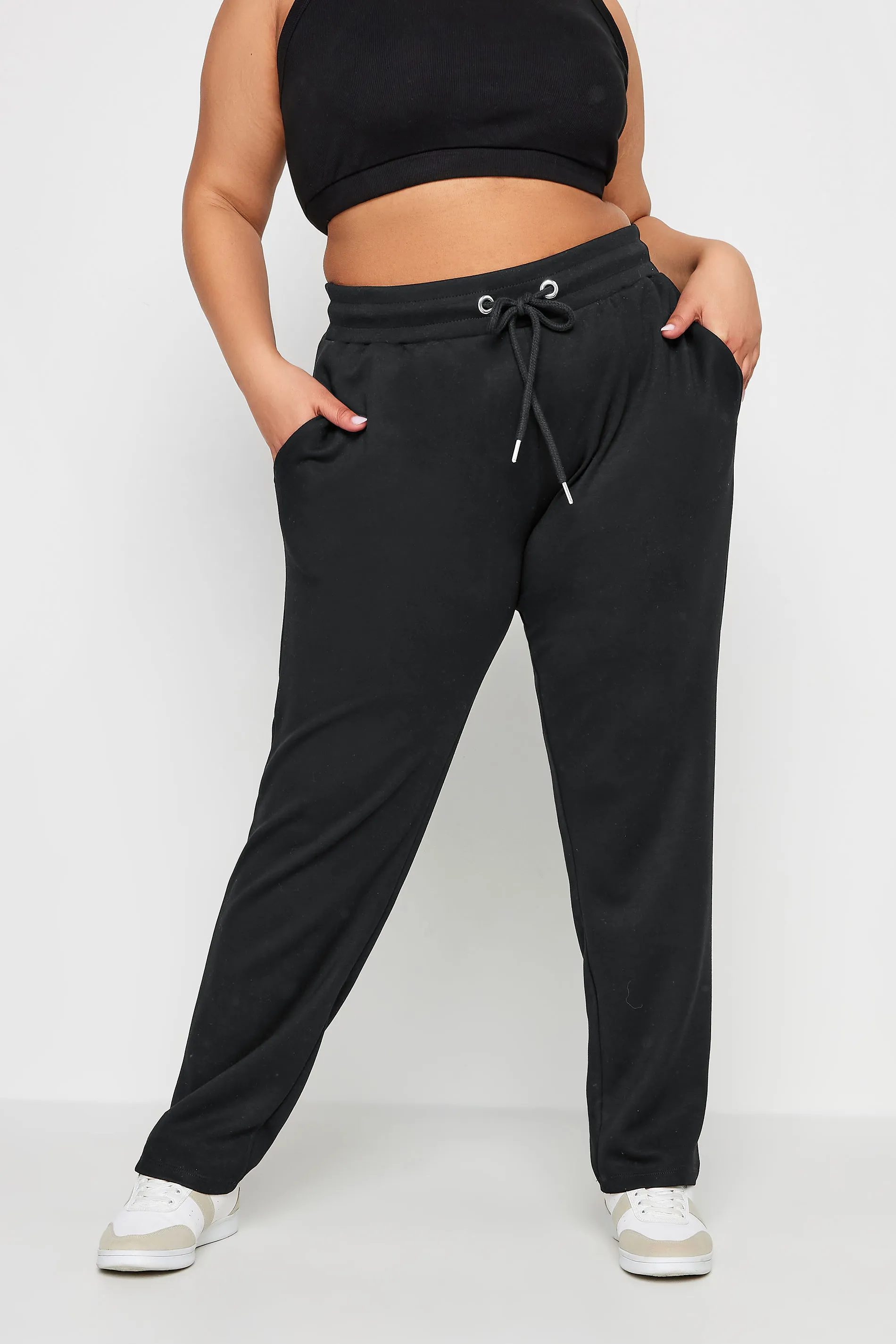 YOURS Curve Black Elasticated Straight Leg Joggers