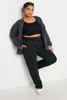 YOURS Curve Black Elasticated Straight Leg Joggers