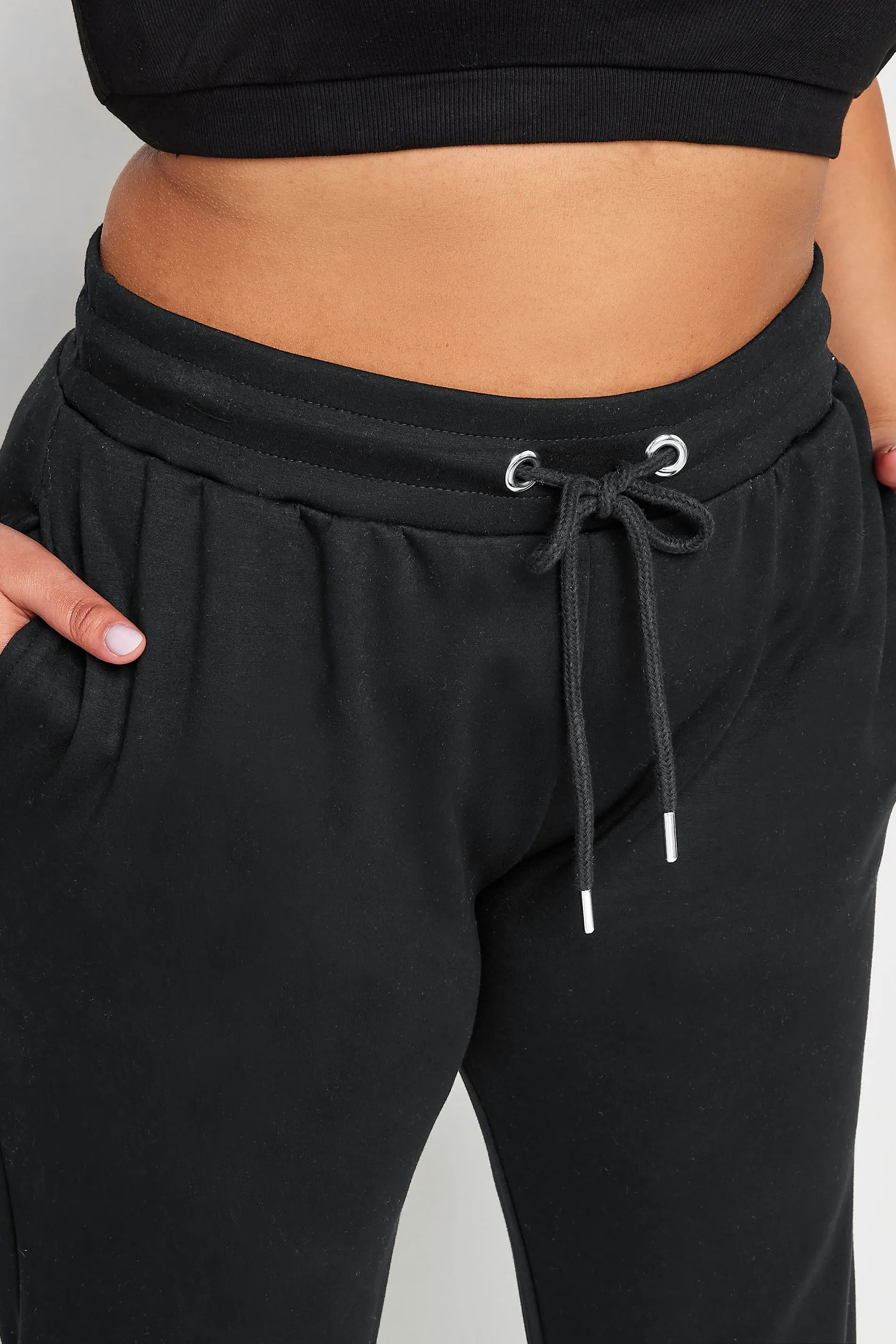 YOURS Curve Black Elasticated Straight Leg Joggers