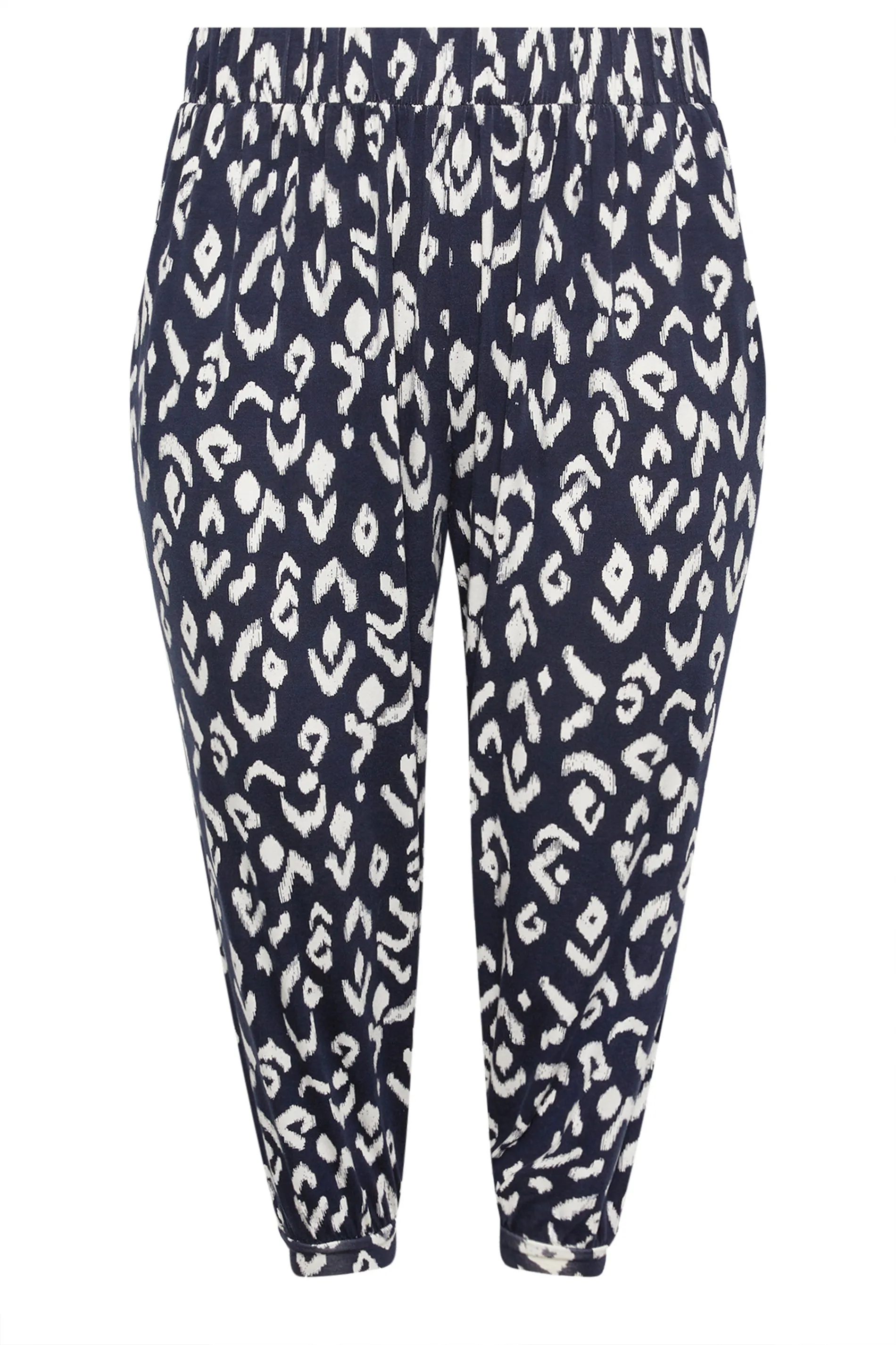 YOURS Curve Blue Aztec Print Cropped Harem Joggers