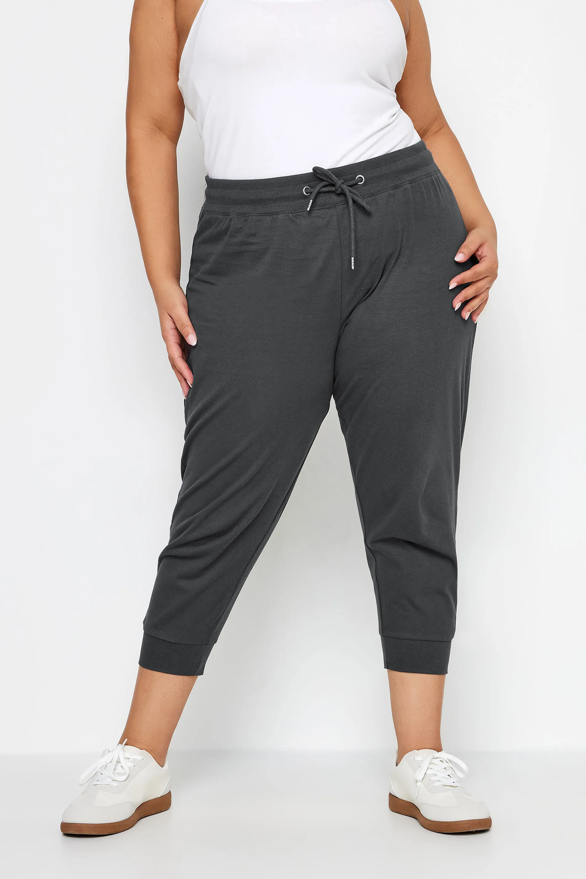 YOURS Curve Charcoal Grey Cropped Joggers