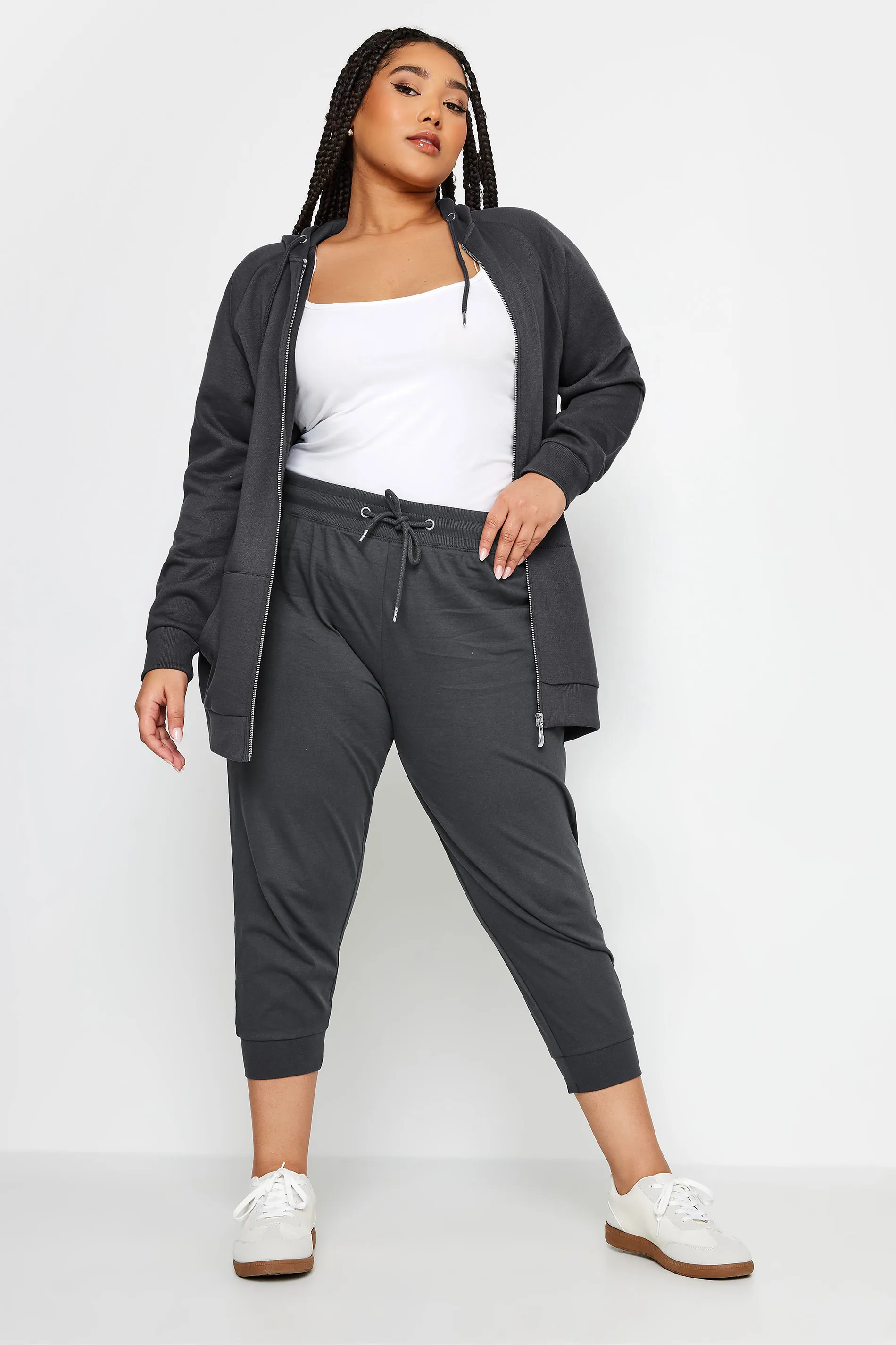 YOURS Curve Charcoal Grey Cropped Joggers