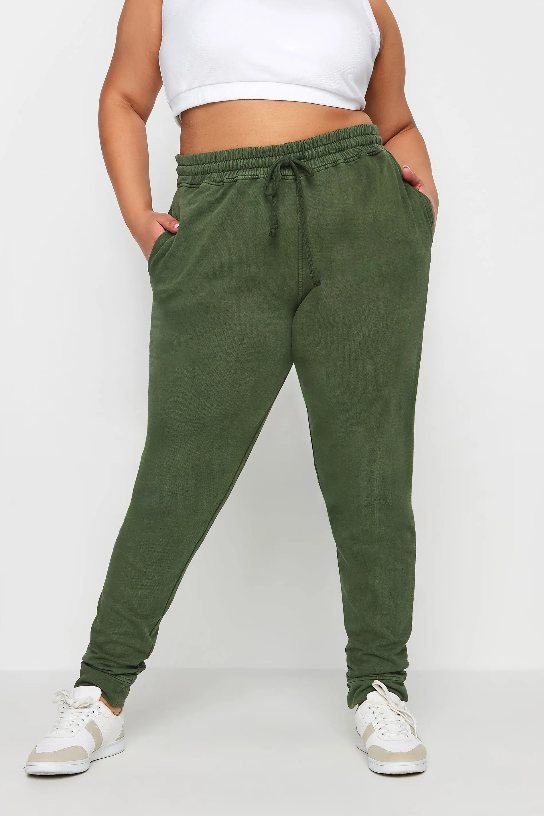 YOURS Curve Forest Green Acid Wash Joggers