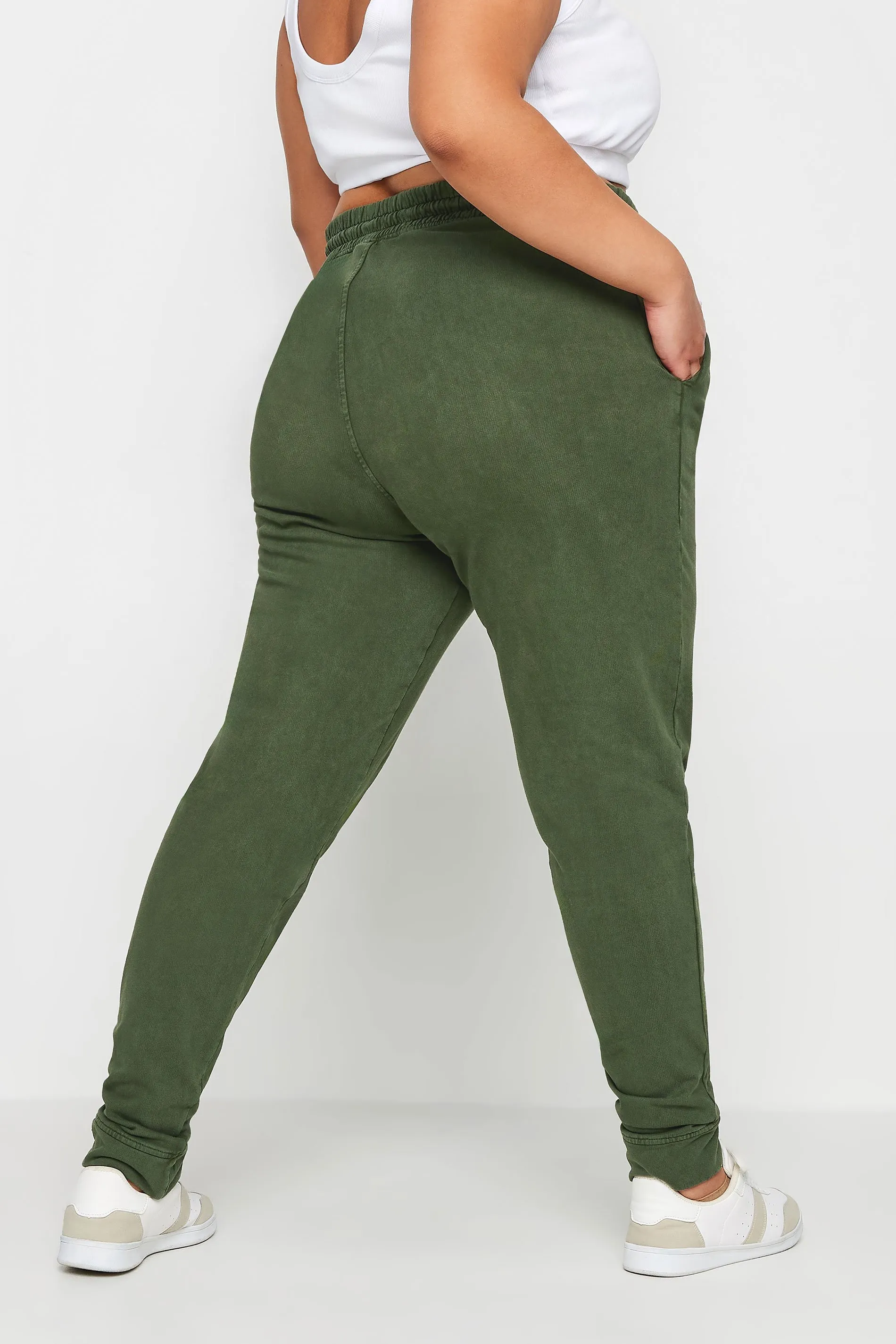 YOURS Curve Forest Green Acid Wash Joggers