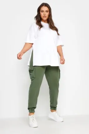 YOURS Curve Khaki Green Cargo Pocket Joggers