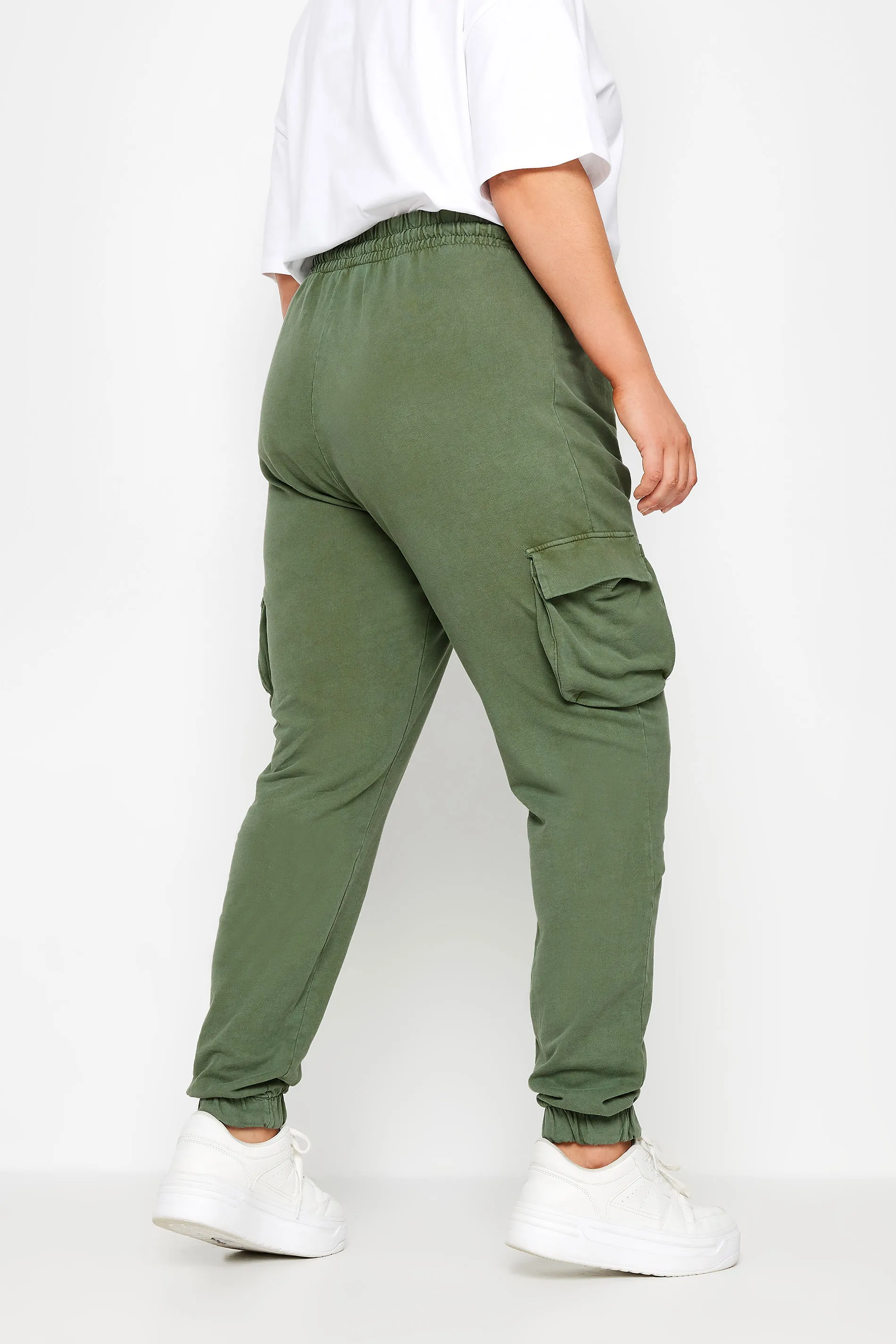 YOURS Curve Khaki Green Cargo Pocket Joggers