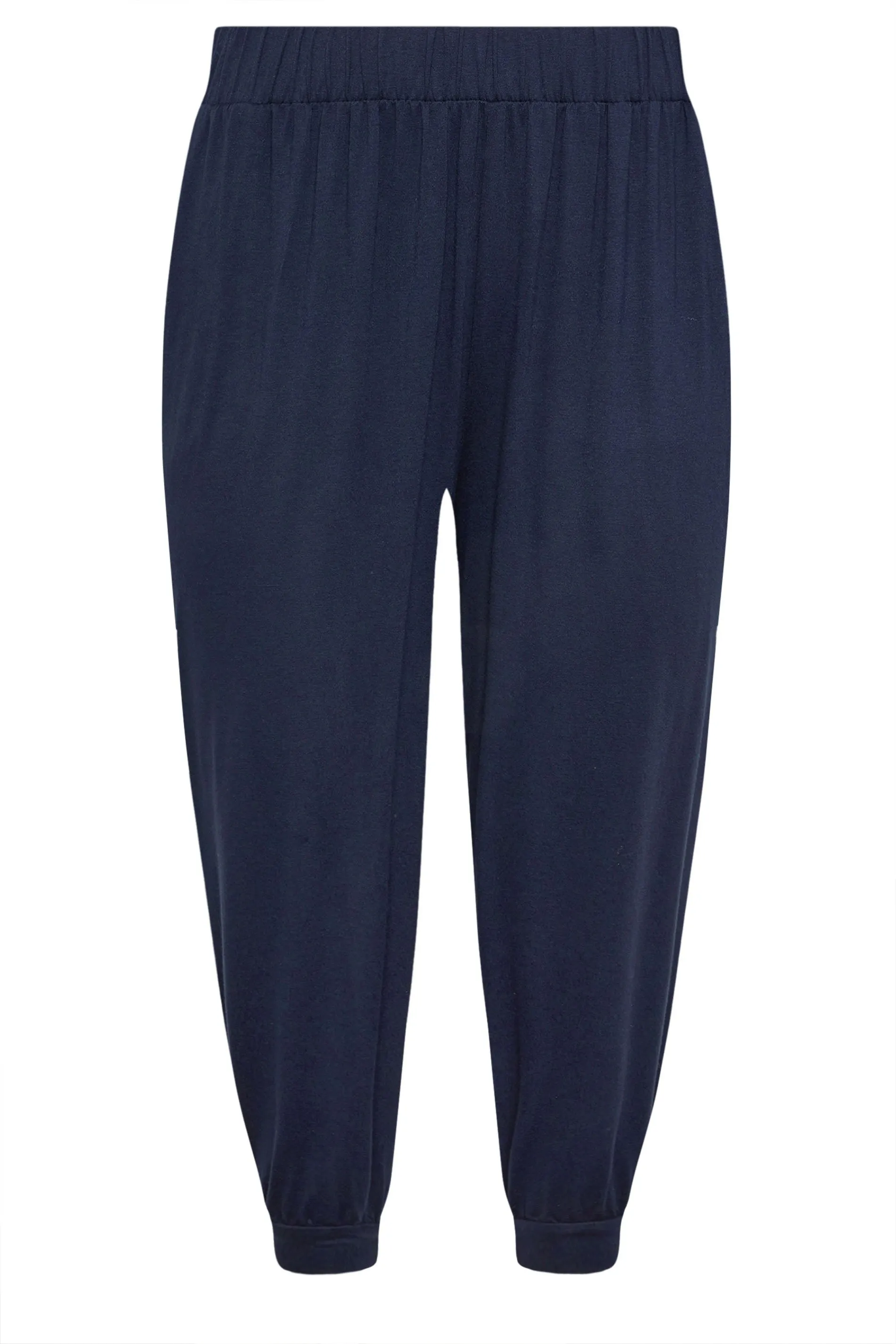 YOURS Curve Navy Blue Cropped Jersey Harem Joggers