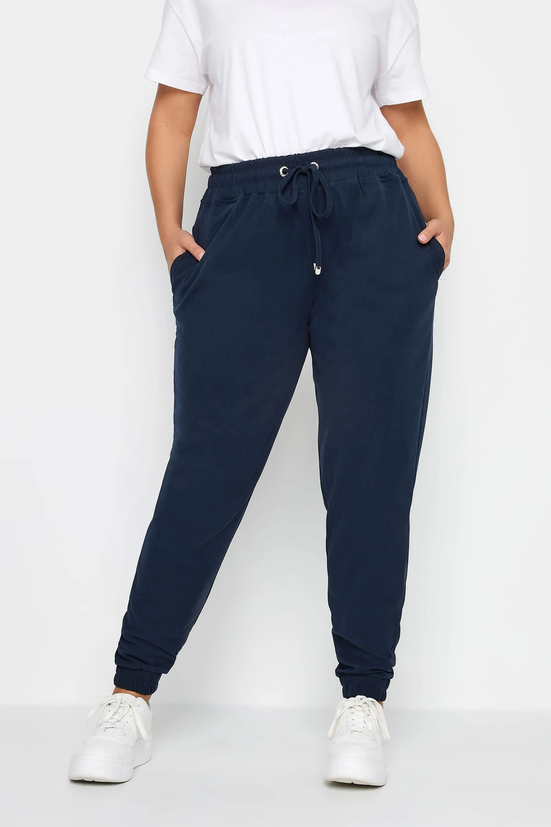 YOURS Curve Navy Blue Stretch Cuffed Joggers